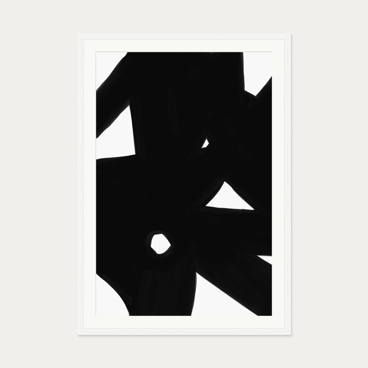 Black Abstract Lines Art Print — 70 x 100 cm — White Frame
