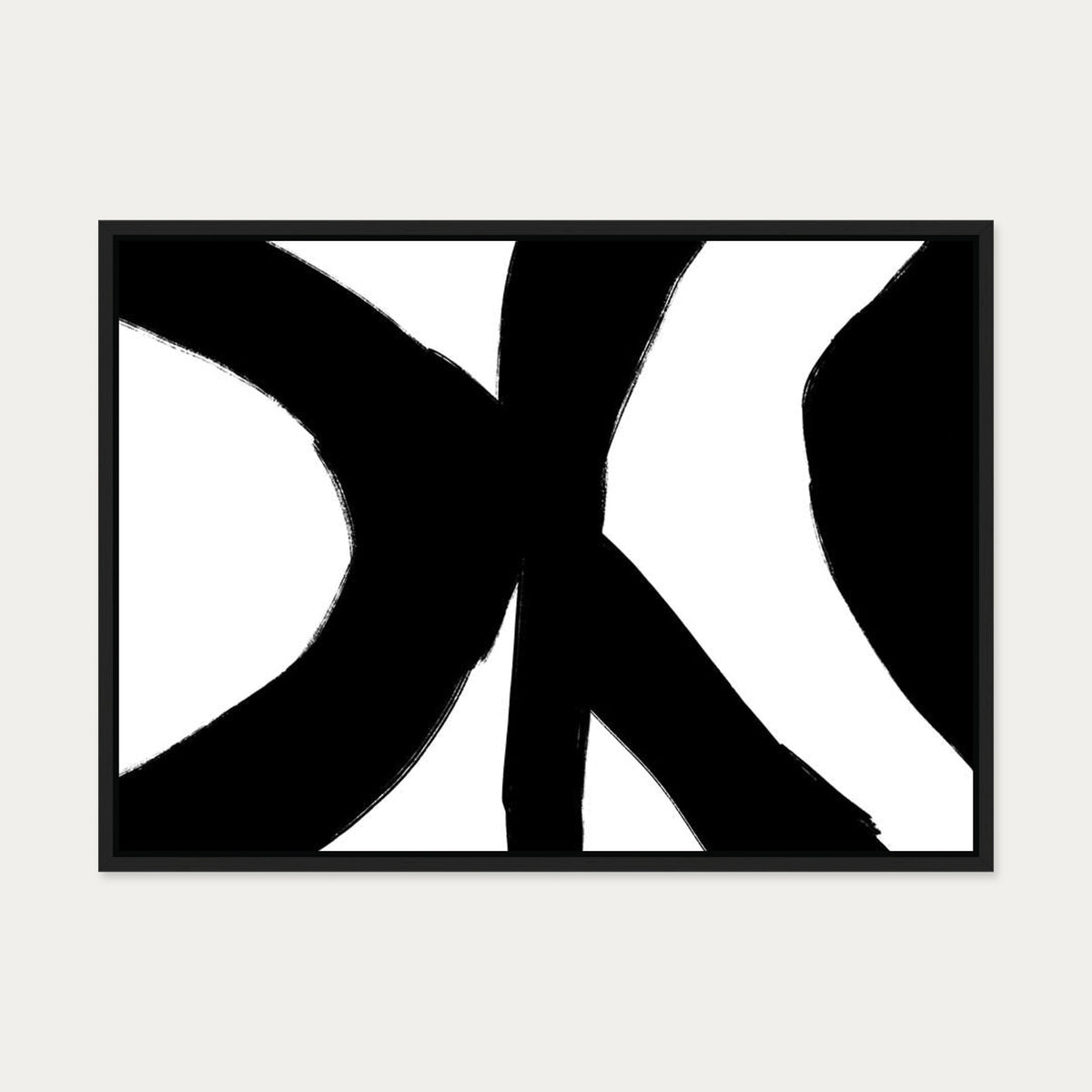 Black Abstract Strokes Canvas Art — 50 x 70 cm — Black Frame
