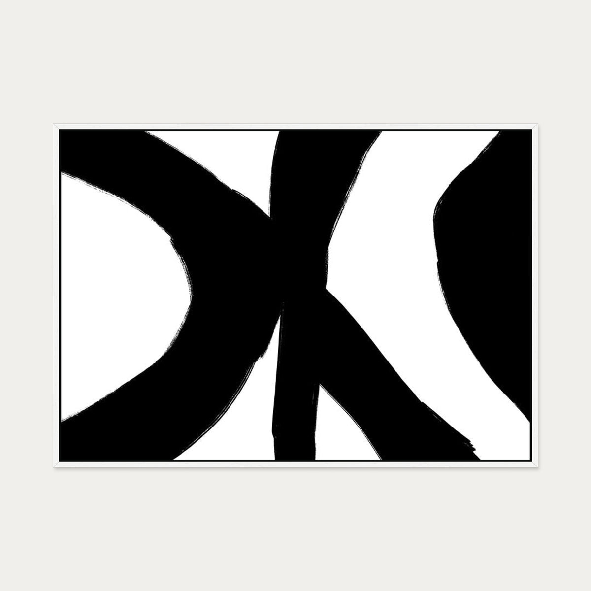 Black Abstract Strokes Canvas Art — 70 x 100 cm — White Frame