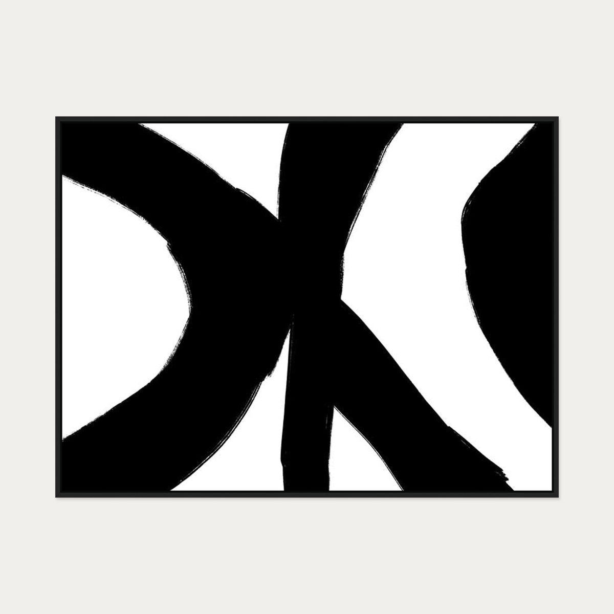Black Abstract Strokes Canvas Art — 90 x 120 cm — Black Frame