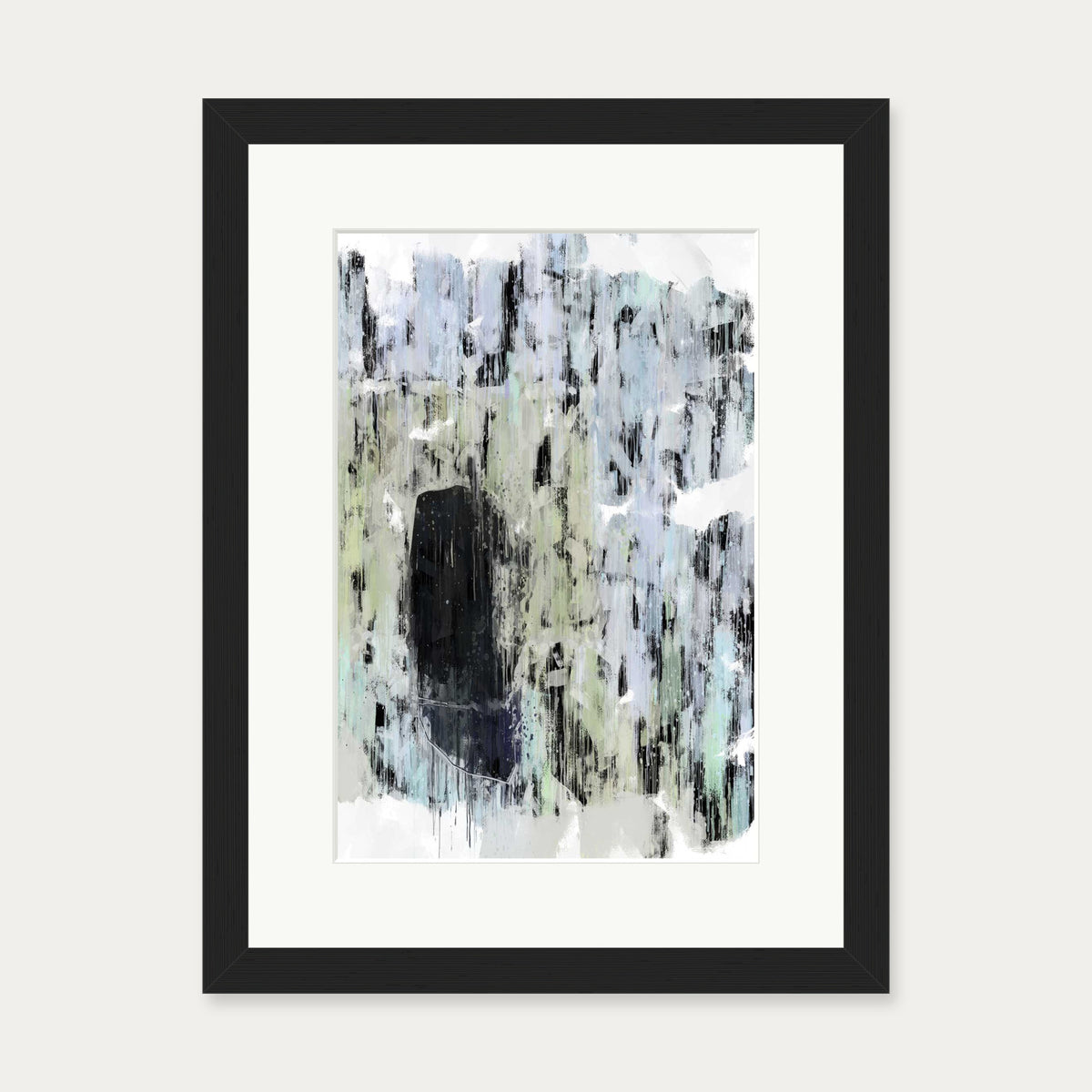 Black Abstract Texture Art Print — 30 x 40 cm — Black Frame