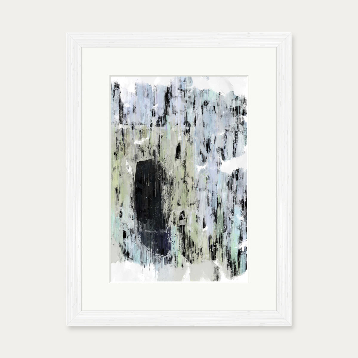 Black Abstract Texture Art Print — 30 x 40 cm — White Frame
