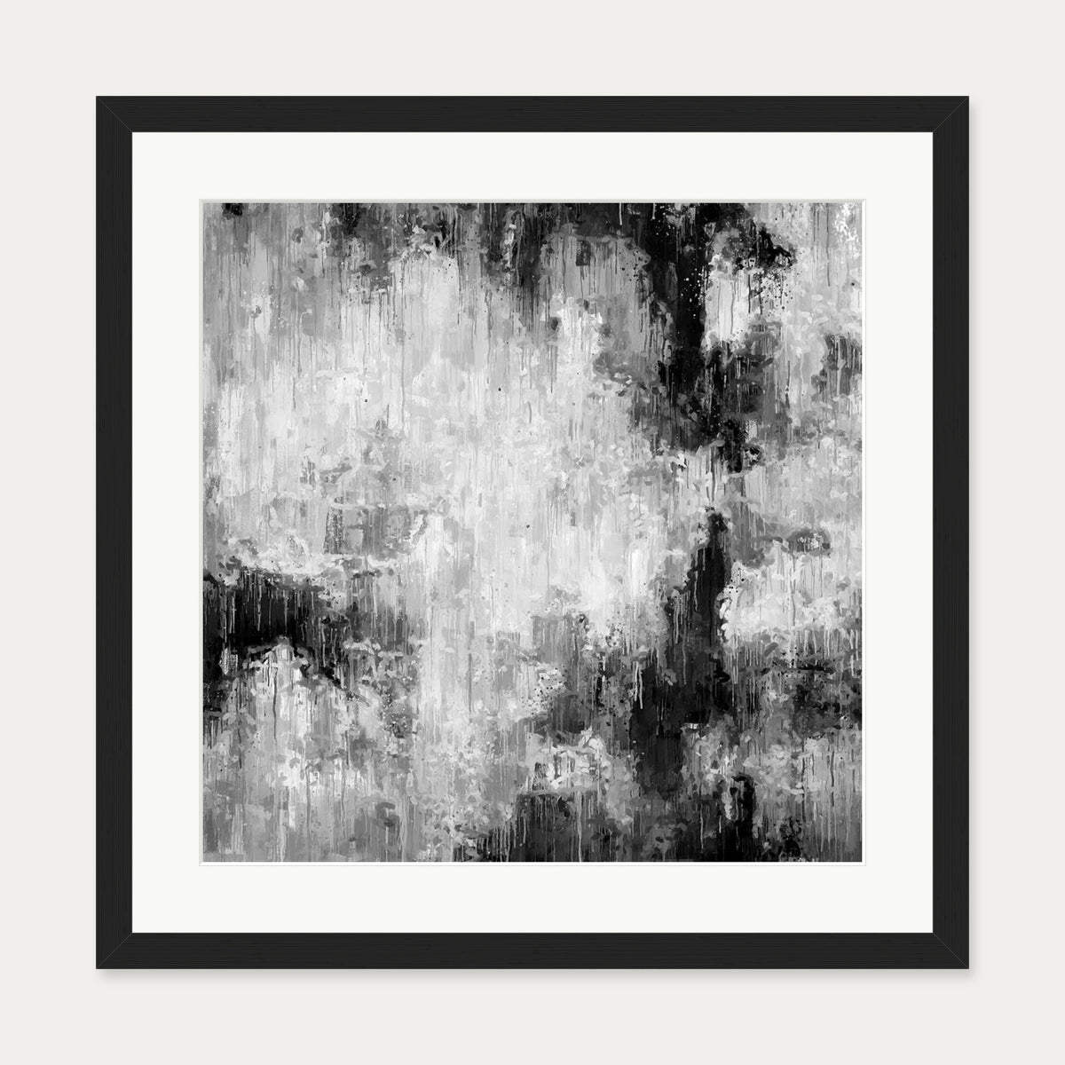 Black Abstraction Art Print — 50 x 50 cm — Black Frame