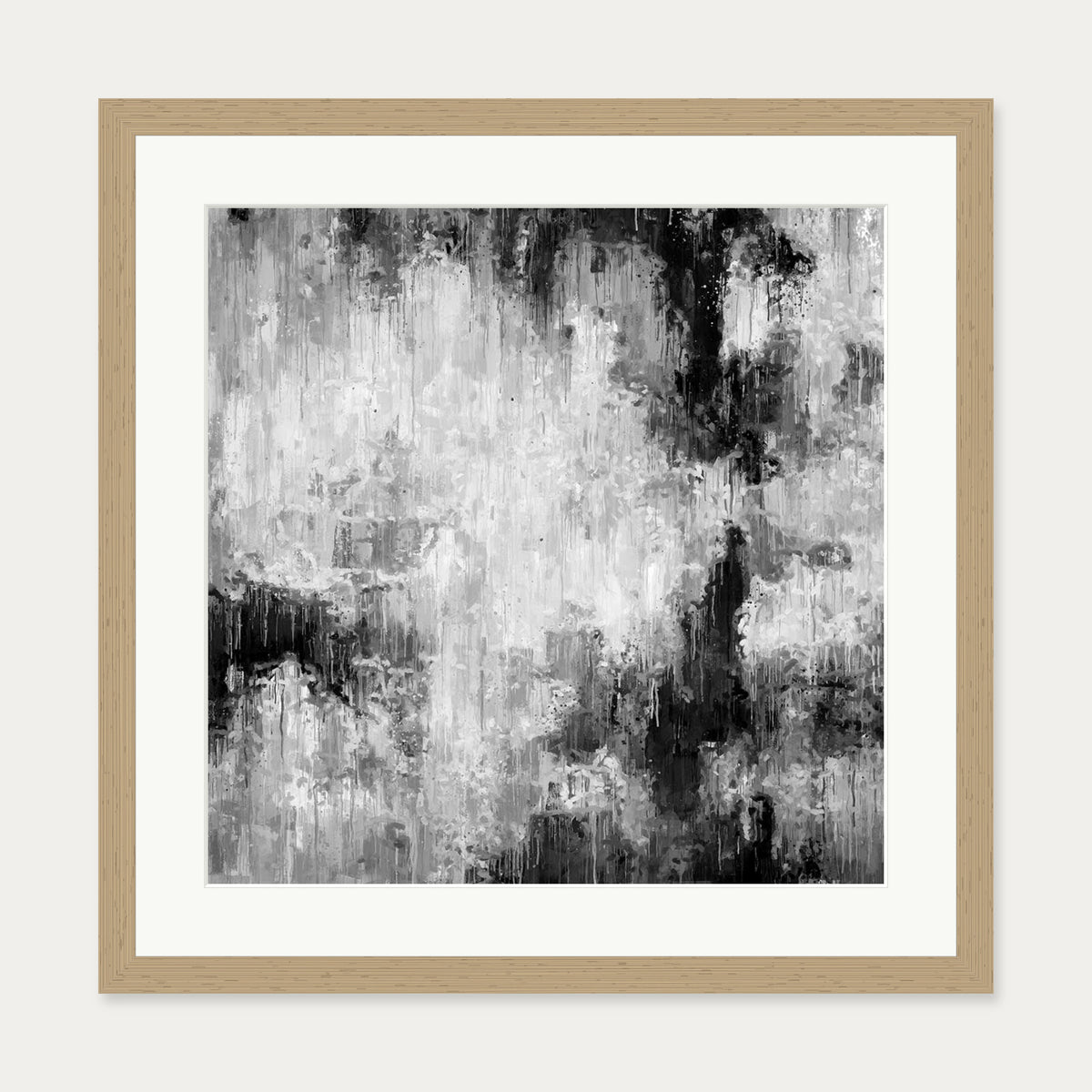 Black Abstraction Art Print — 50 x 50 cm — Oak Frame