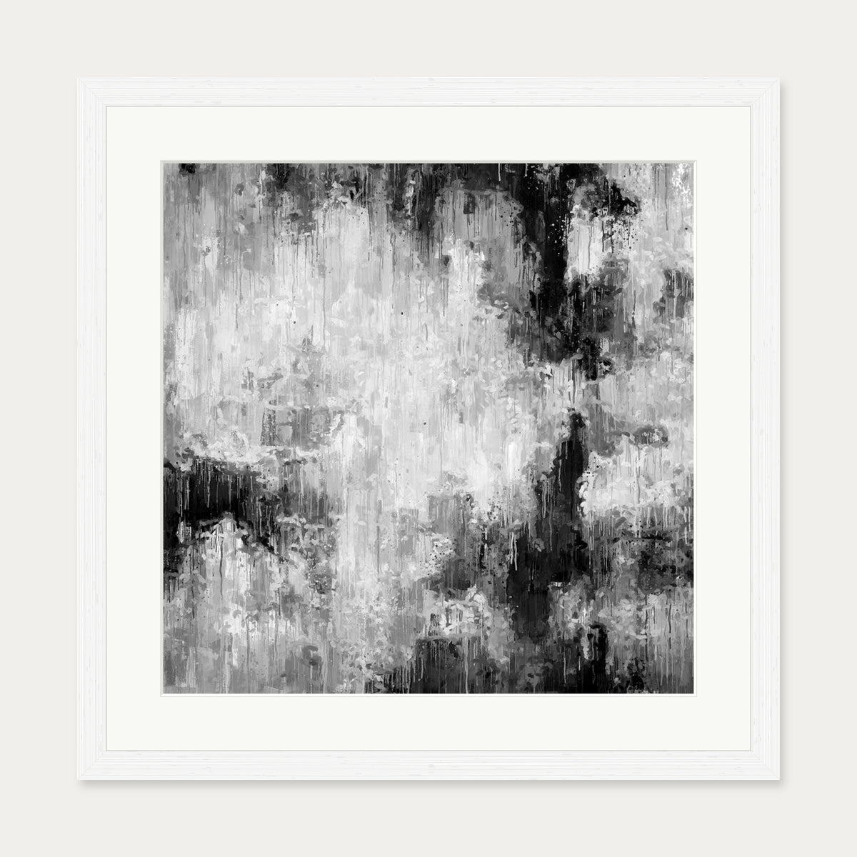 Black Abstraction Art Print — 50 x 50 cm — White Frame