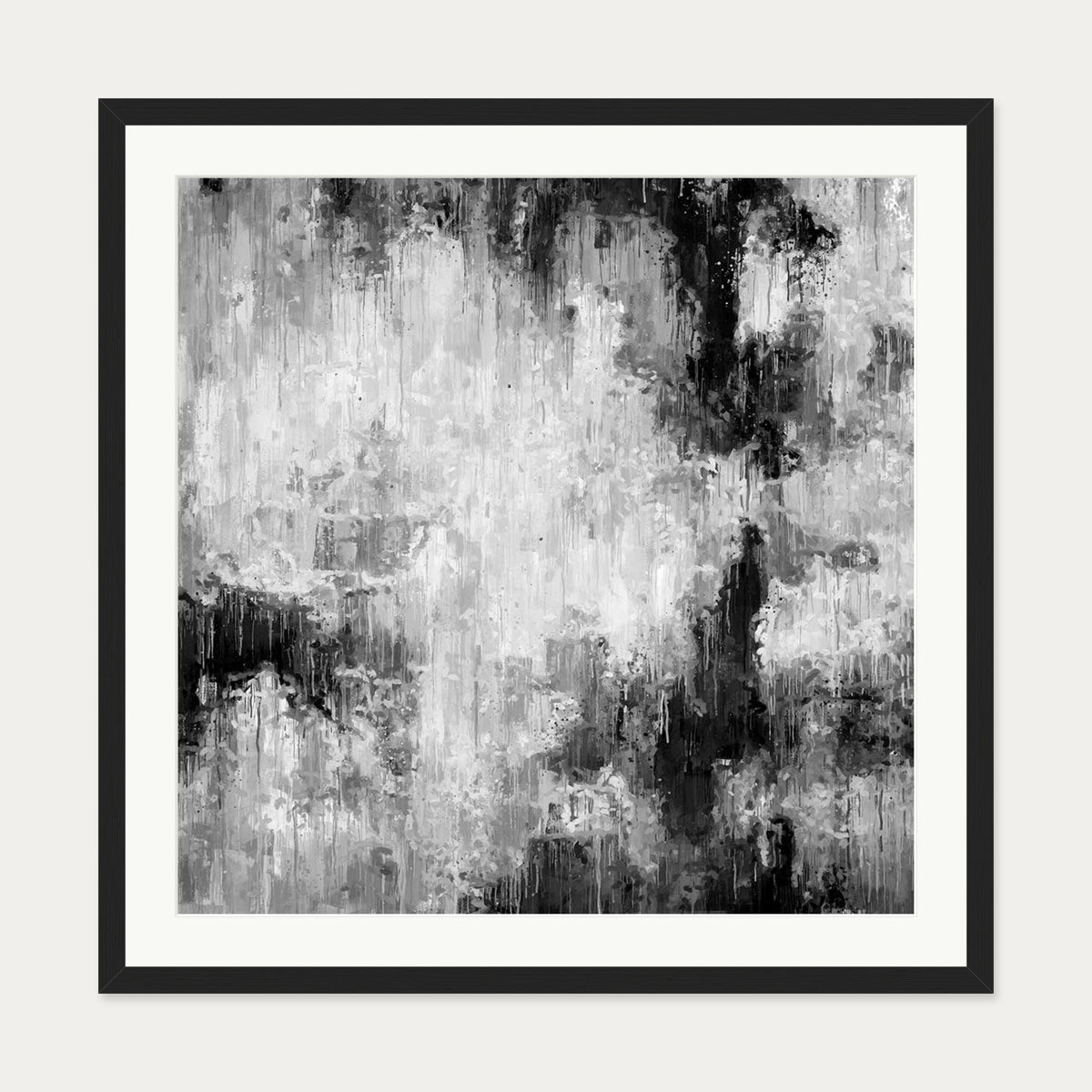 Black Abstraction Art Print — 70 x 70 cm — Black Frame