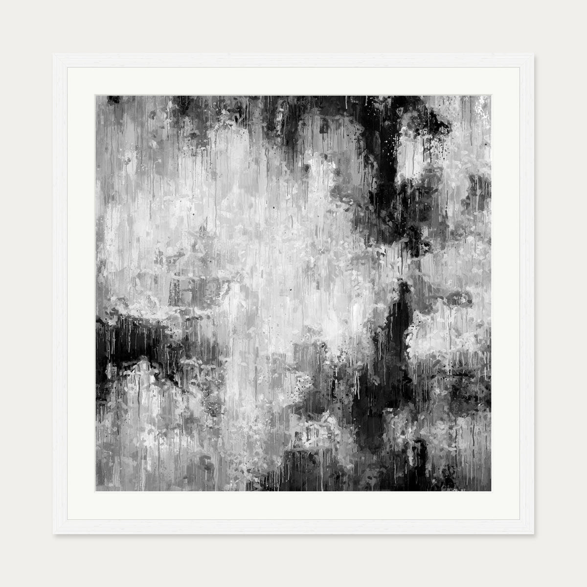 Black Abstraction Art Print — 70 x 70 cm — White Frame
