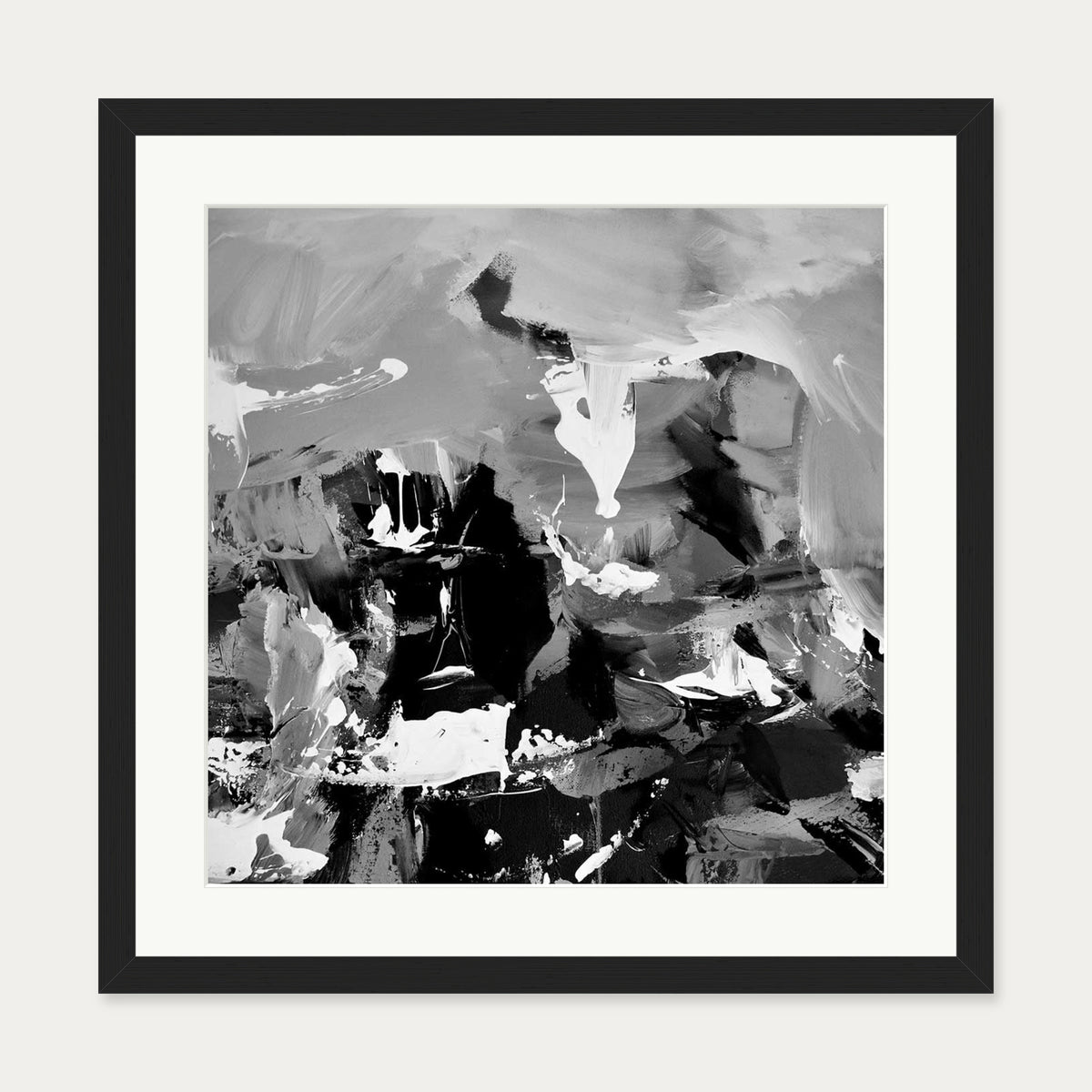 Black Abstraction II Art Print — 50 x 50 cm — Black Frame