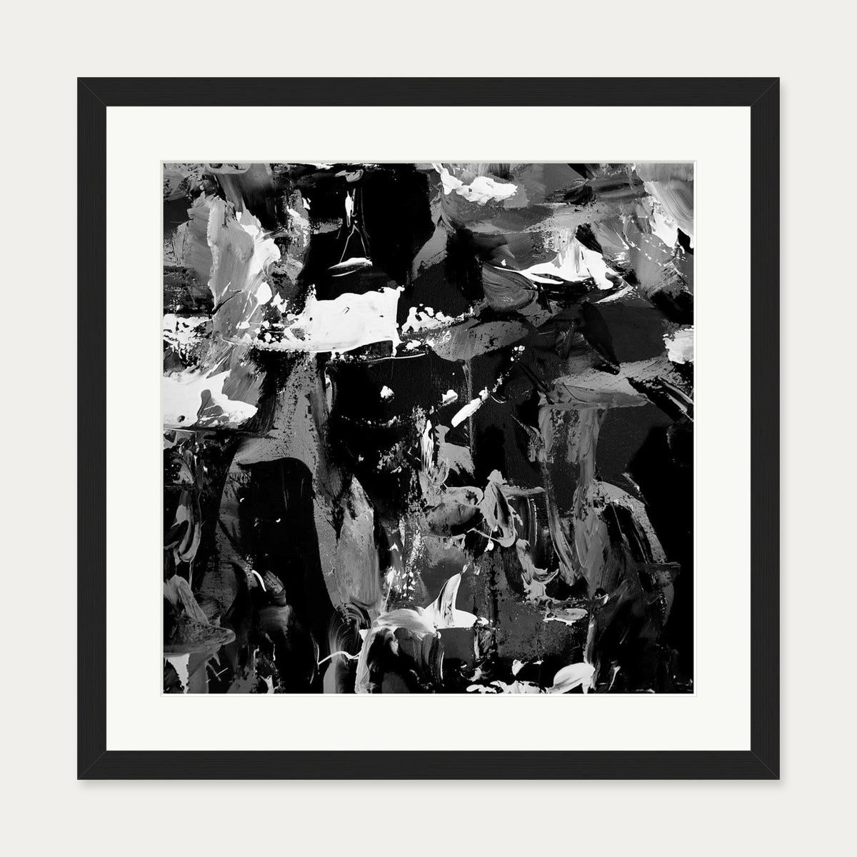 Black Abstraction III Art Print — 50 x 50 cm — Black Frame