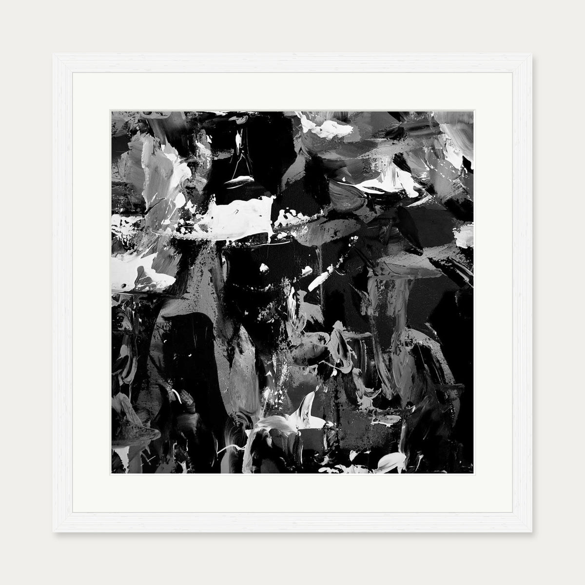 Black Abstraction III Art Print — 50 x 50 cm — White Frame