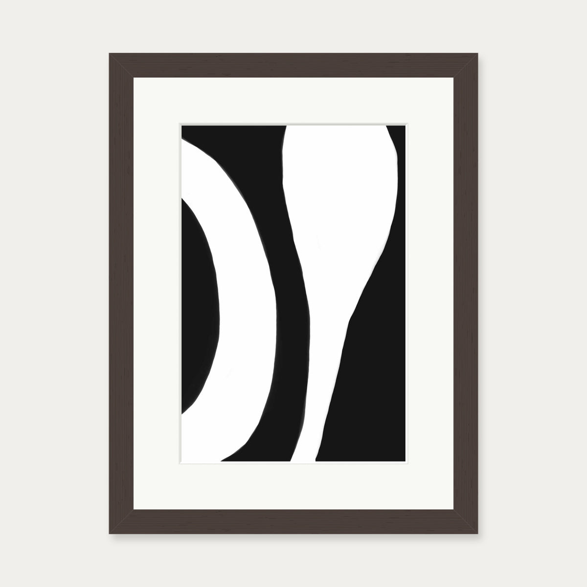 Black And White Abstract Lines Art Print — 30 x 40 cm — Brown Frame