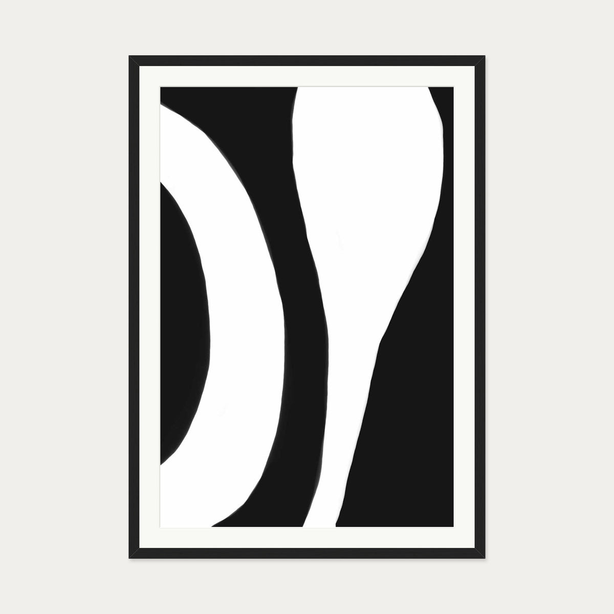 Black And White Abstract Lines Art Print — 70 x 100 cm — Black Frame