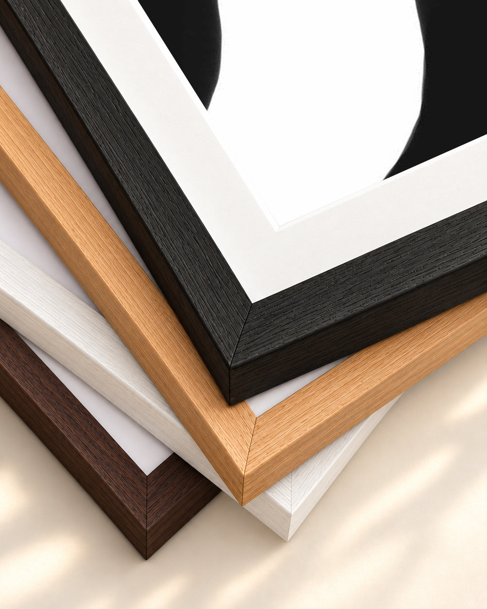 Black And White Abstract Lines Art Print — framed print corner with 5 cm mount and bevel