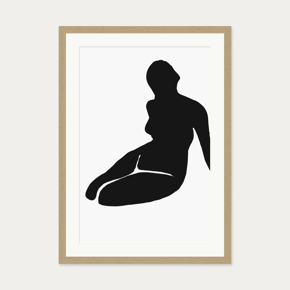 Black And White Figure Art Print — 50 x 70 cm — Oak Frame