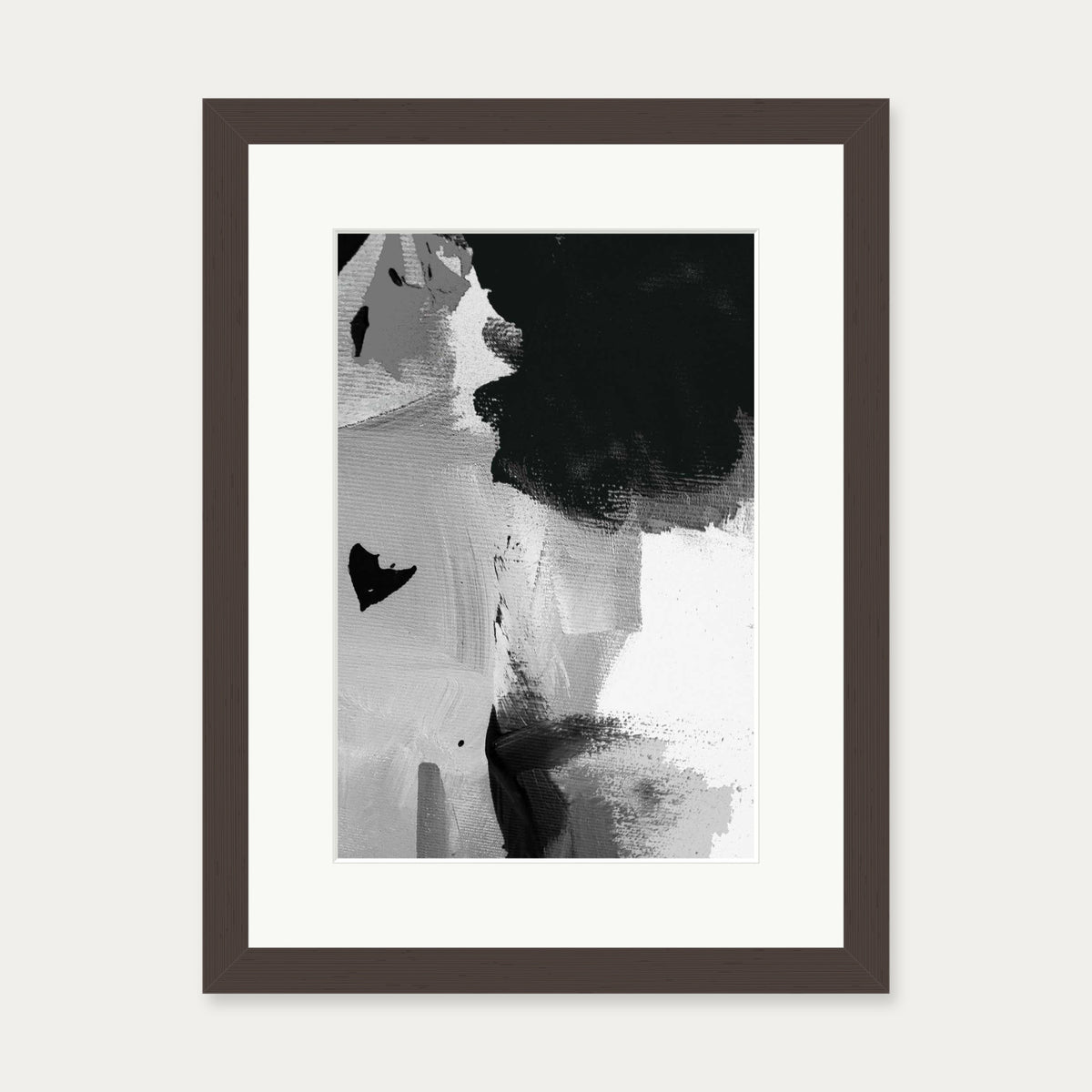 Mono Brush Strokes Art Print — 30 x 40 cm — Brown Frame