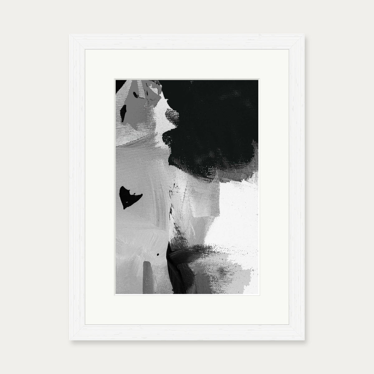 Mono Brush Strokes Art Print — 30 x 40 cm — White Frame