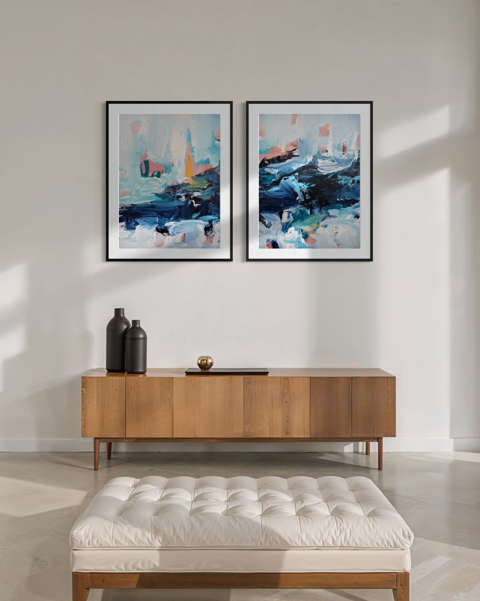 Abstract River Flow Set Of 2 Prints