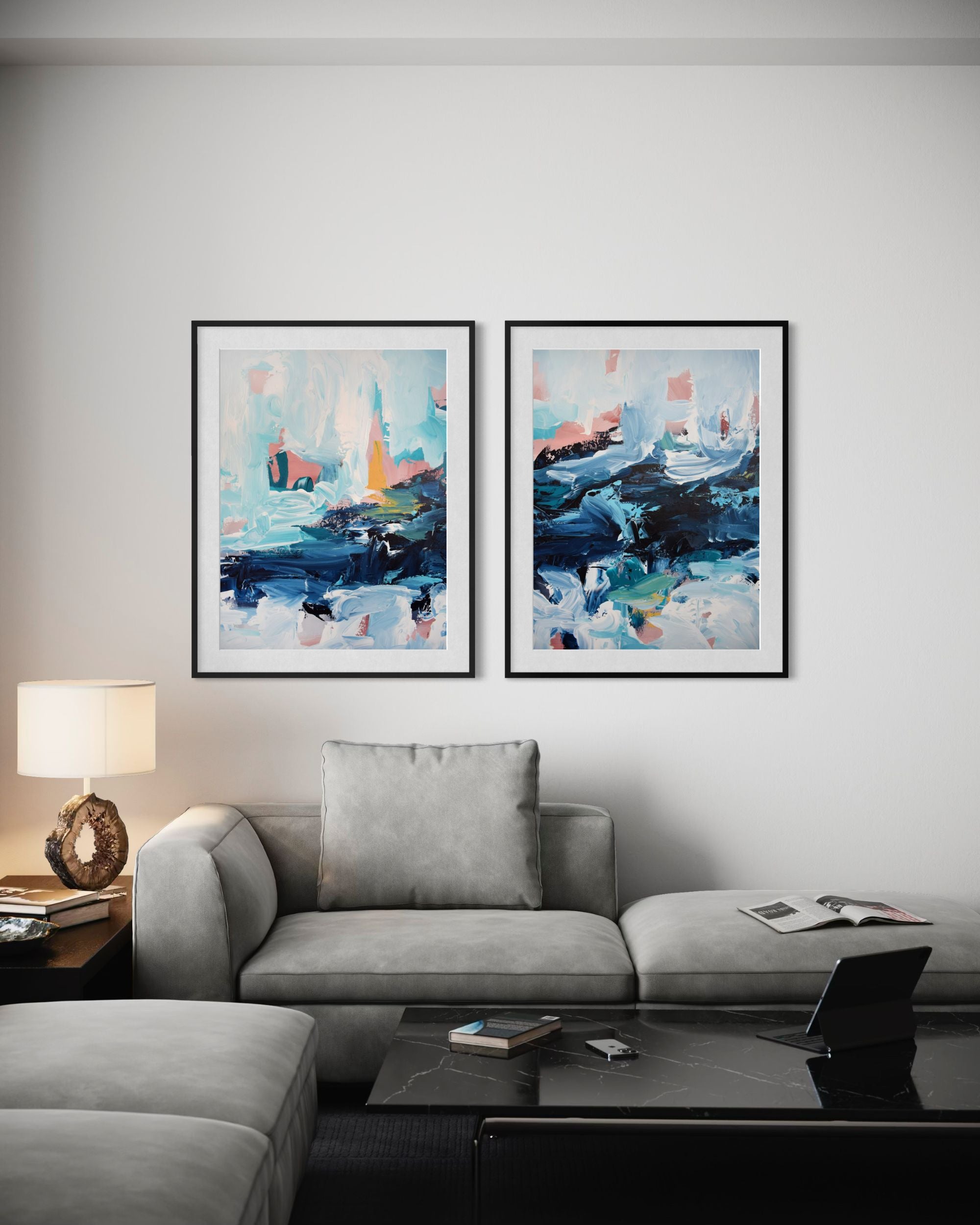 Abstract River Flow Set Of 2 Prints