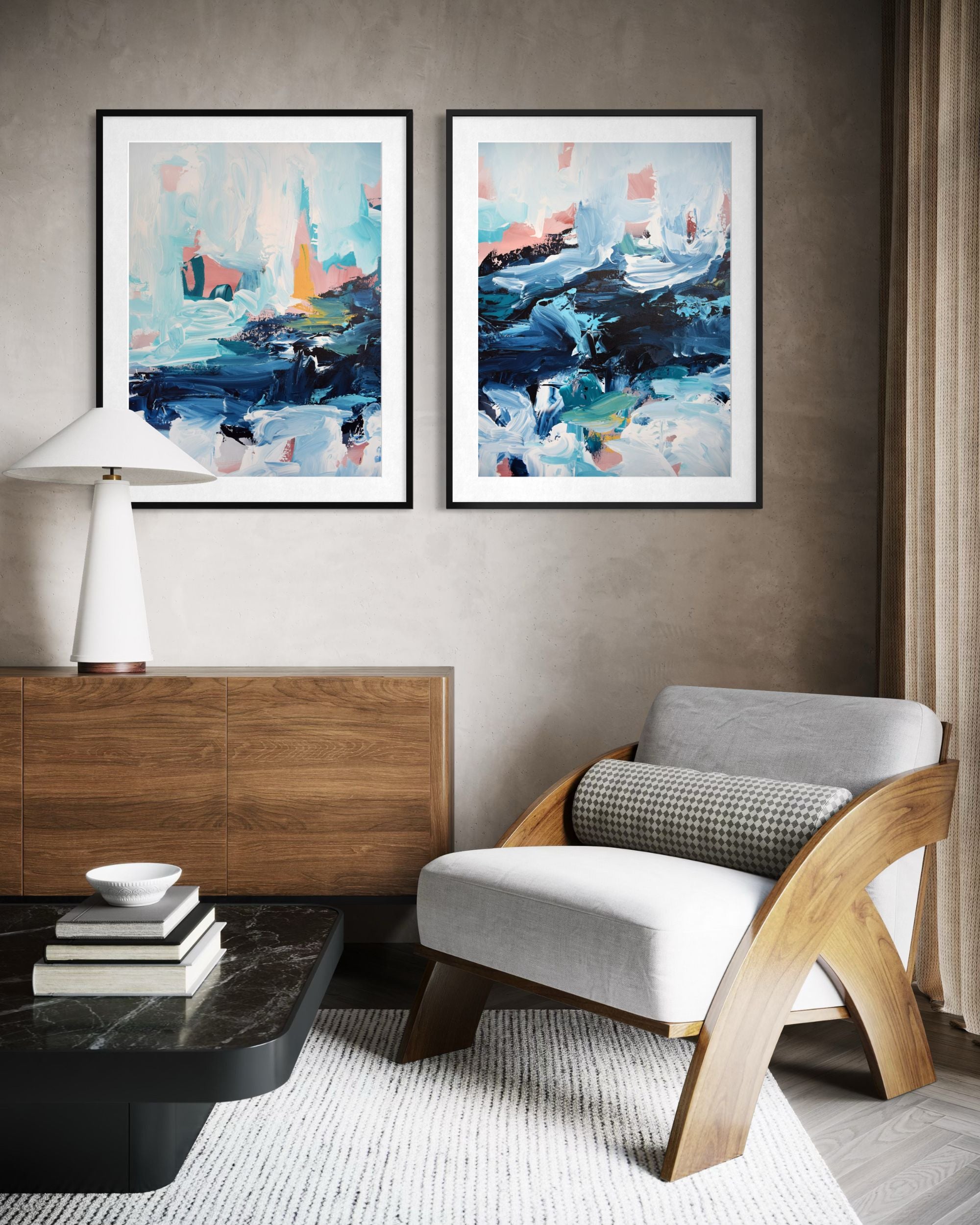 Abstract River Flow Set Of 2 Prints