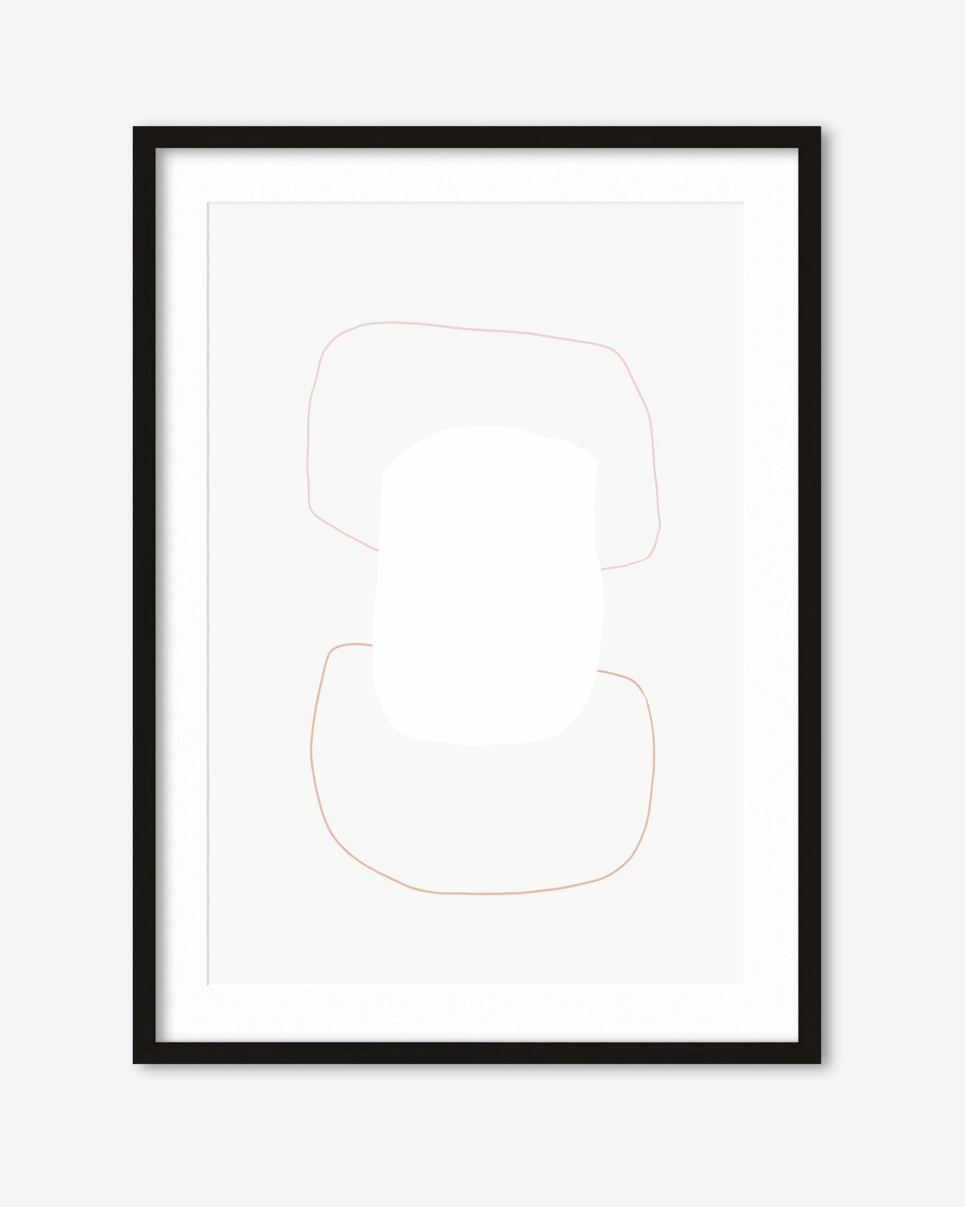 Framed abstract art with minimalistic design on a white background