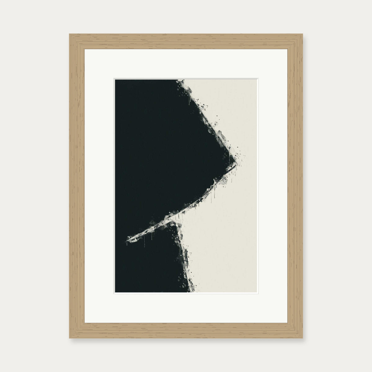 Black Geometric Shape Art Print — 30 x 40 cm — Oak Frame