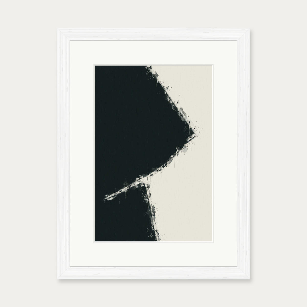 Black Geometric Shape Art Print — 30 x 40 cm — White Frame