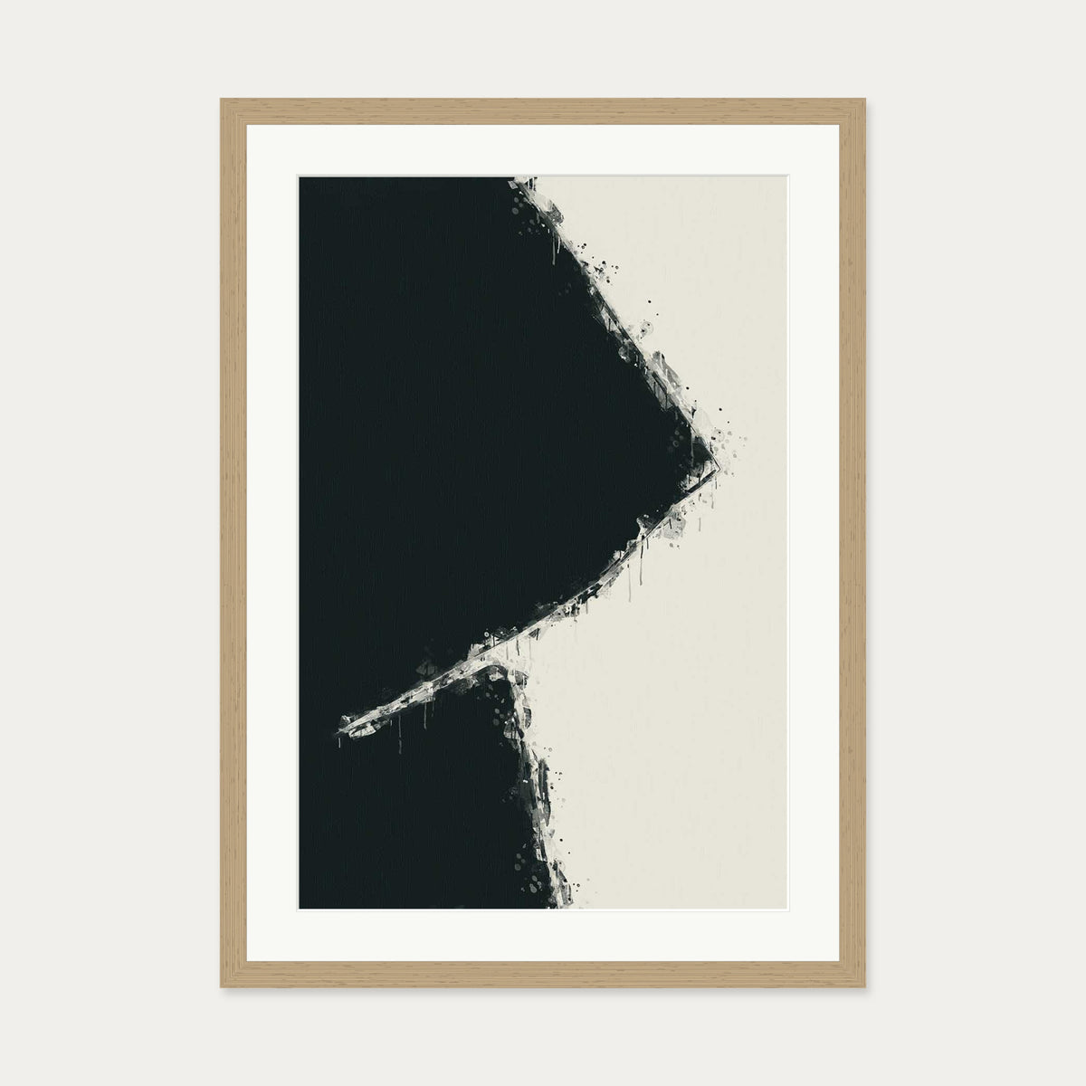 Black Geometric Shape Art Print — 50 x 70 cm — Oak Frame