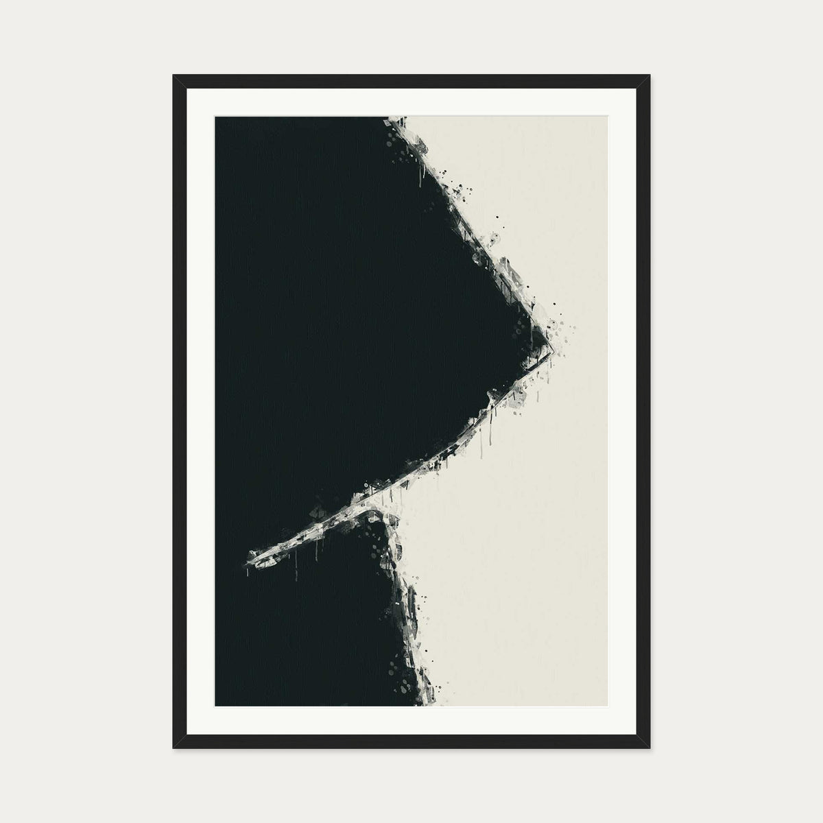 Black Geometric Shape Art Print — 70 x 100 cm — Black Frame