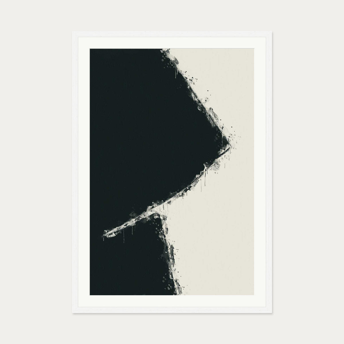 Black Geometric Shape Art Print — 70 x 100 cm — White Frame