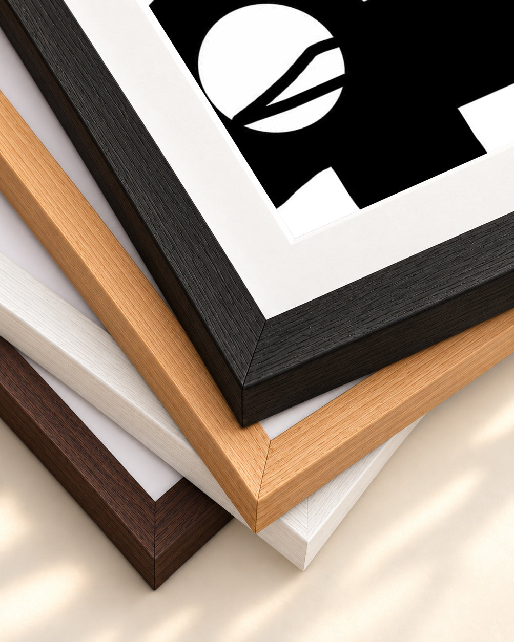 Black Graffiti Abstract Art Print — framed print corner with 5 cm mount and bevel