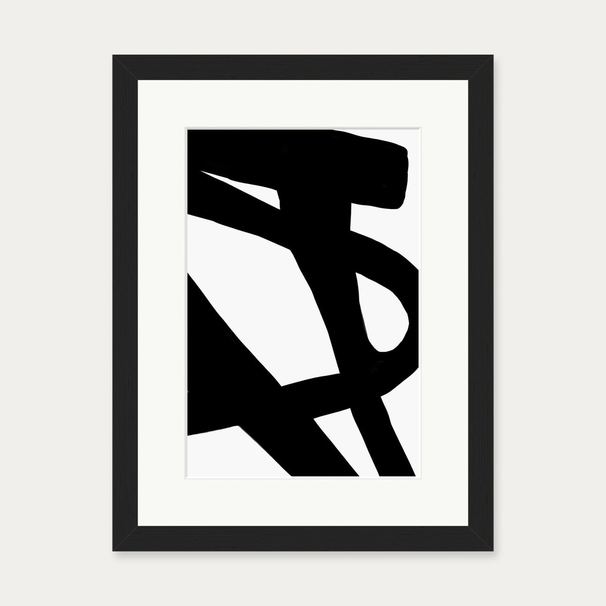 Black Line Art Abstract Art Print — 30 x 40 cm — Black Frame