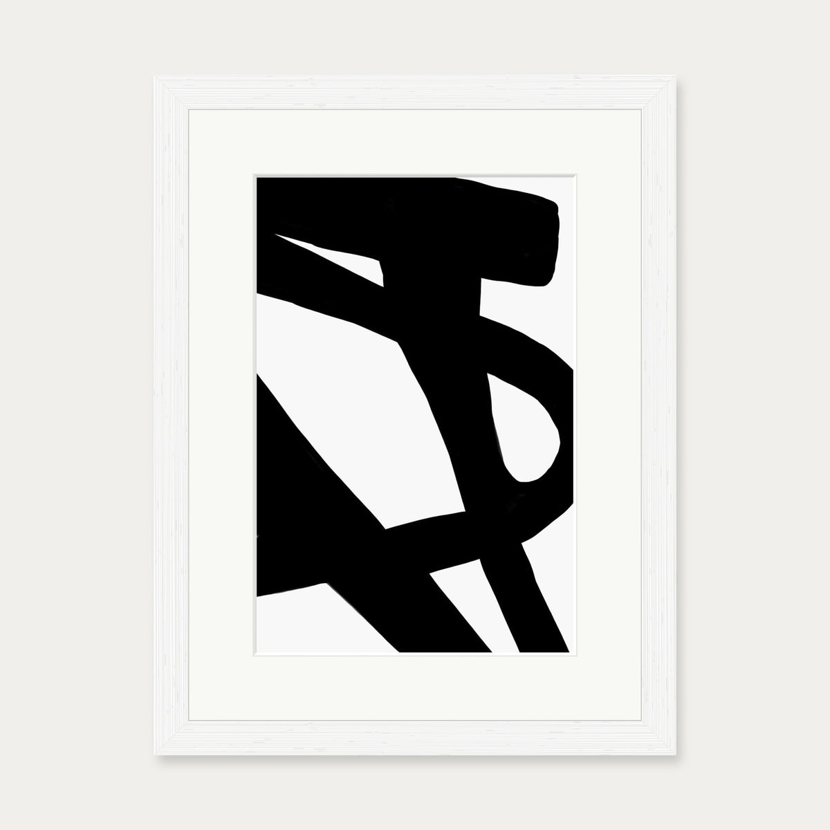 Black Line Art Abstract Art Print — 30 x 40 cm — White Frame