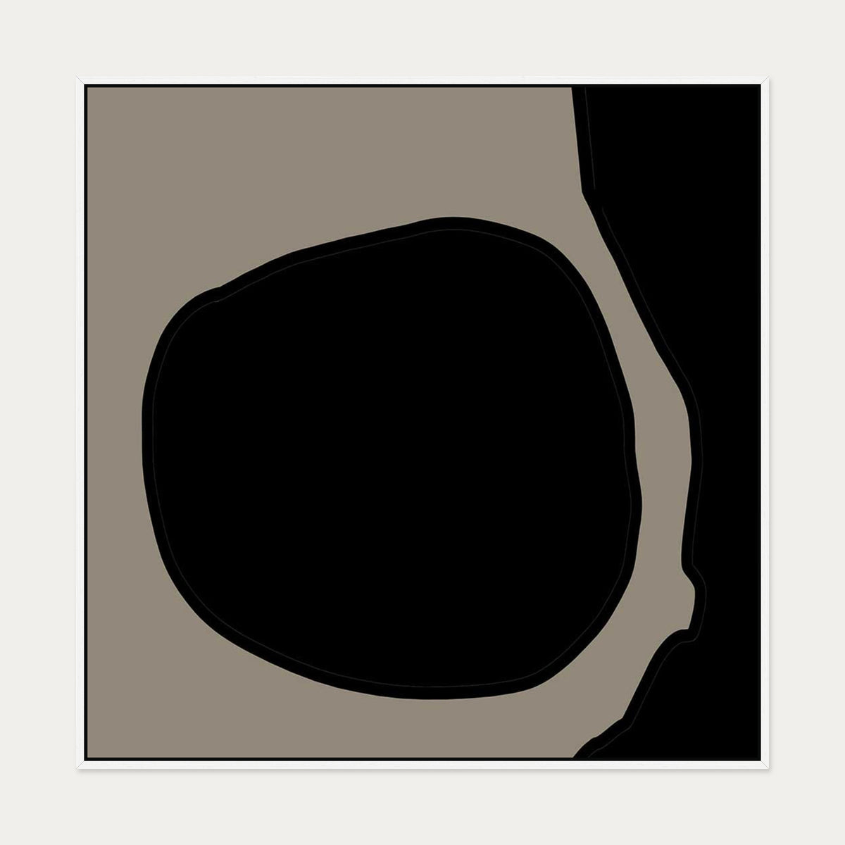 Black Neutral Shapes Canvas Art — 100 x 100 cm — White Frame