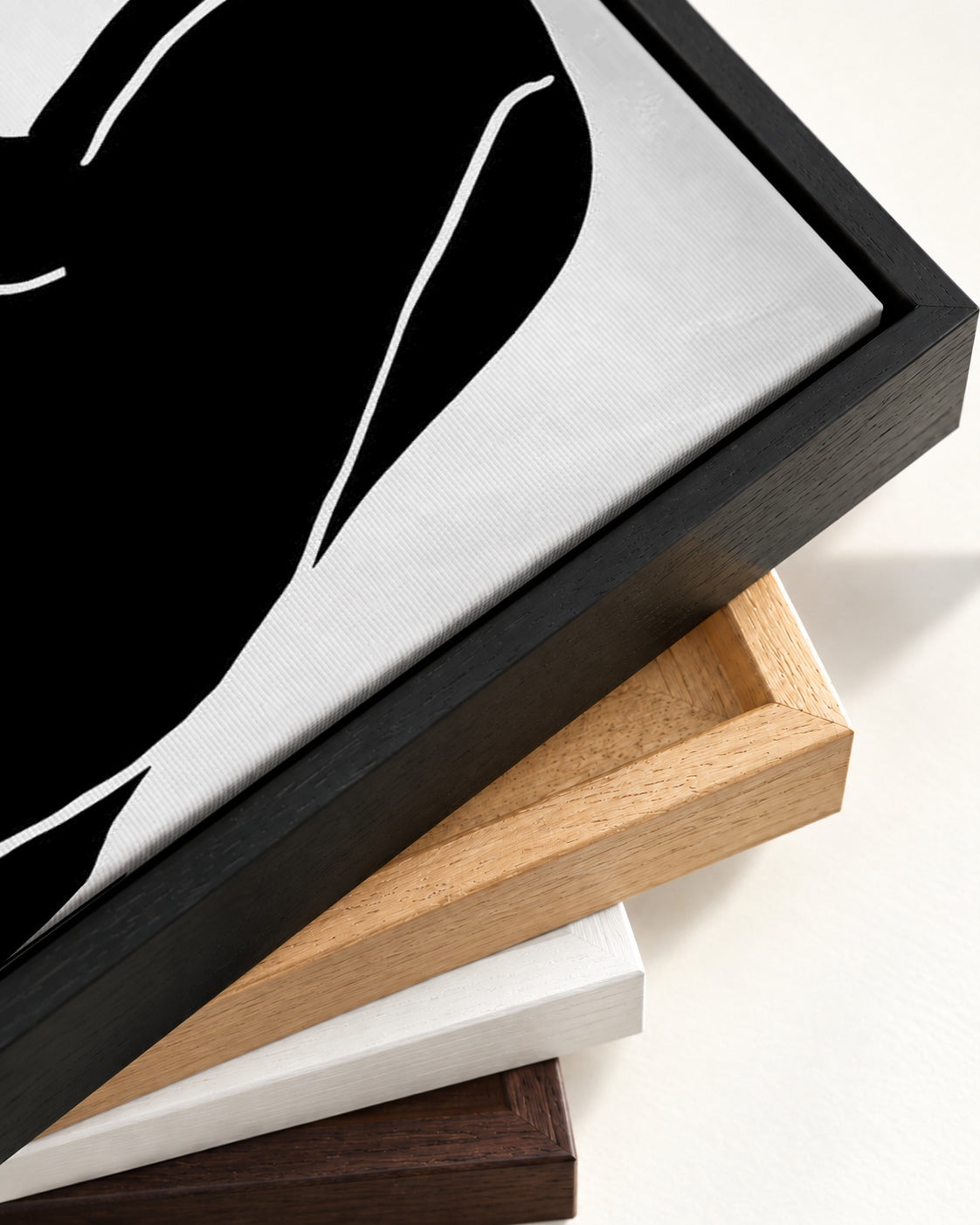 Black Nude Body Canvas Art — framed canvas corner and wrapped canvas detail
