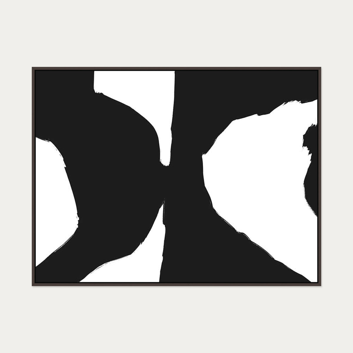Black Optical Illusion Canvas Art — 90 x 120 cm — Brown Frame