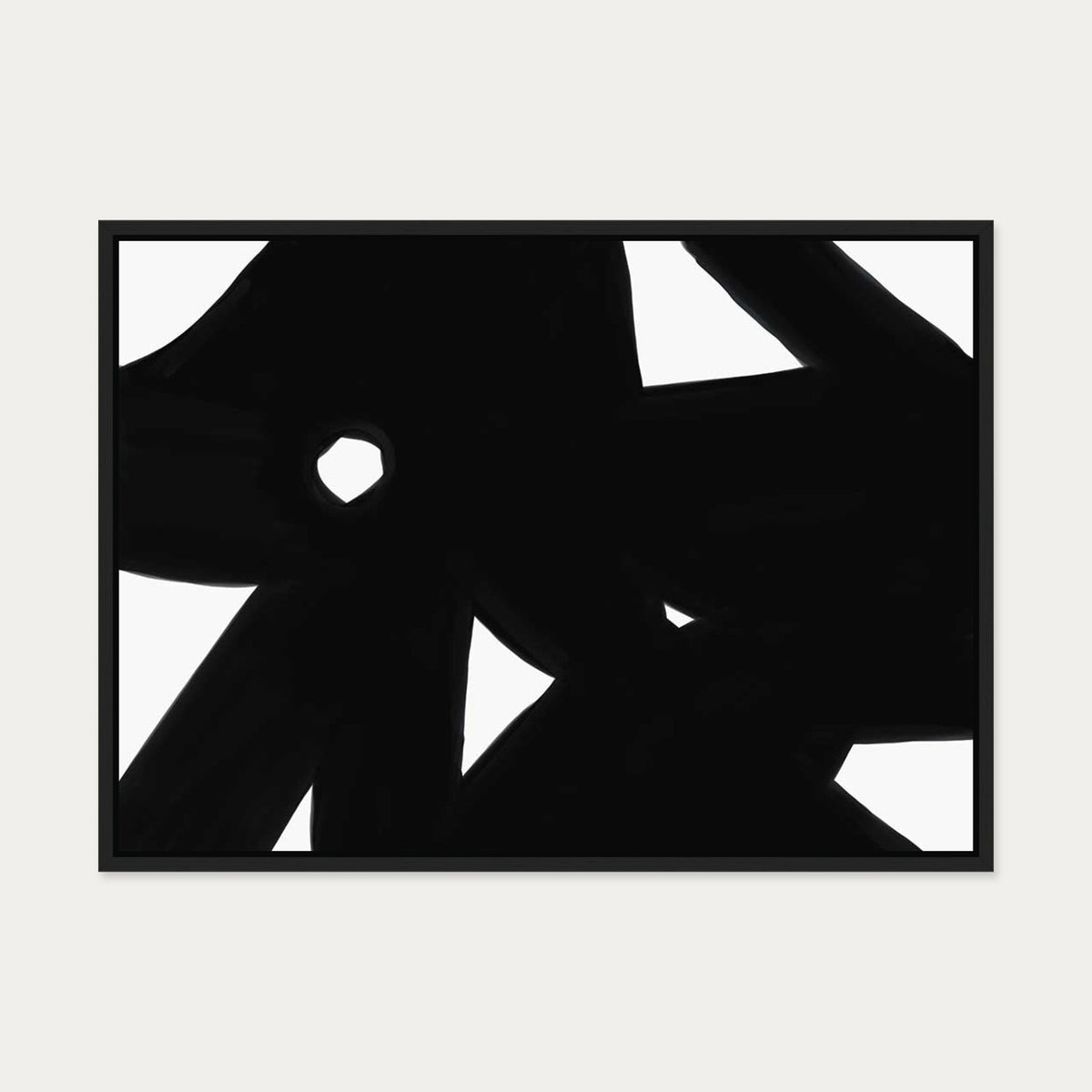 Black & White Abstract Canvas Art — 50 x 70 cm — Black Frame