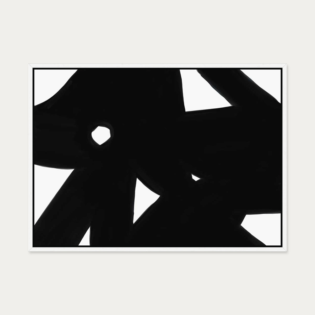 Black & White Abstract Canvas Art — 50 x 70 cm — White Frame