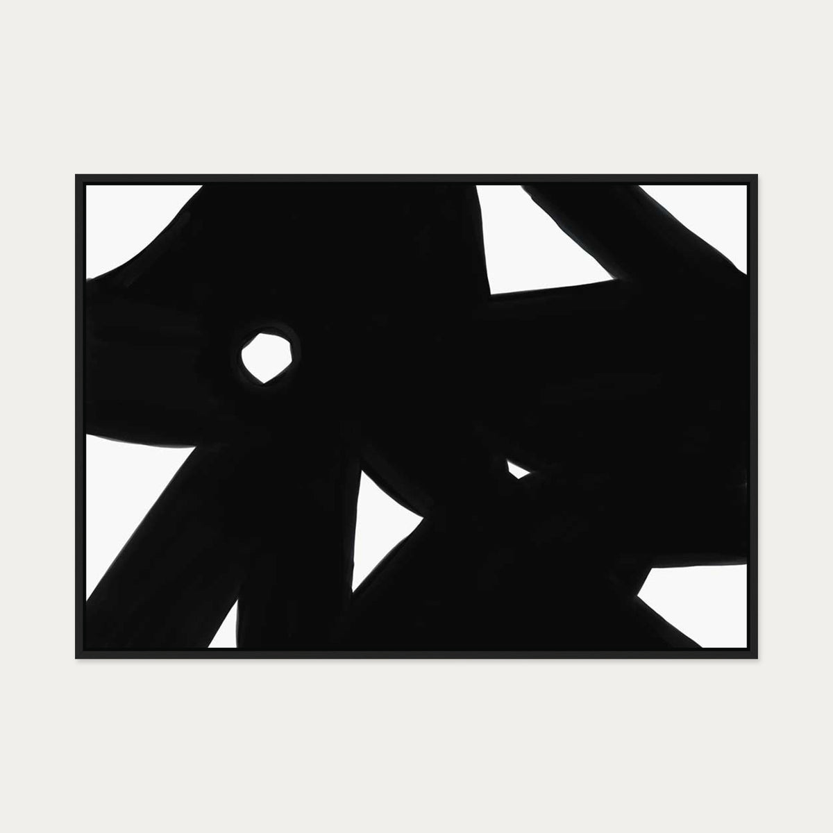 Black & White Abstract Canvas Art — 70 x 100 cm — Black Frame
