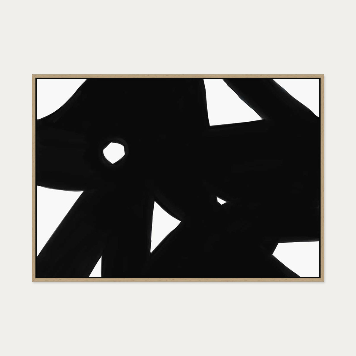 Black & White Abstract Canvas Art — 70 x 100 cm — Oak Frame