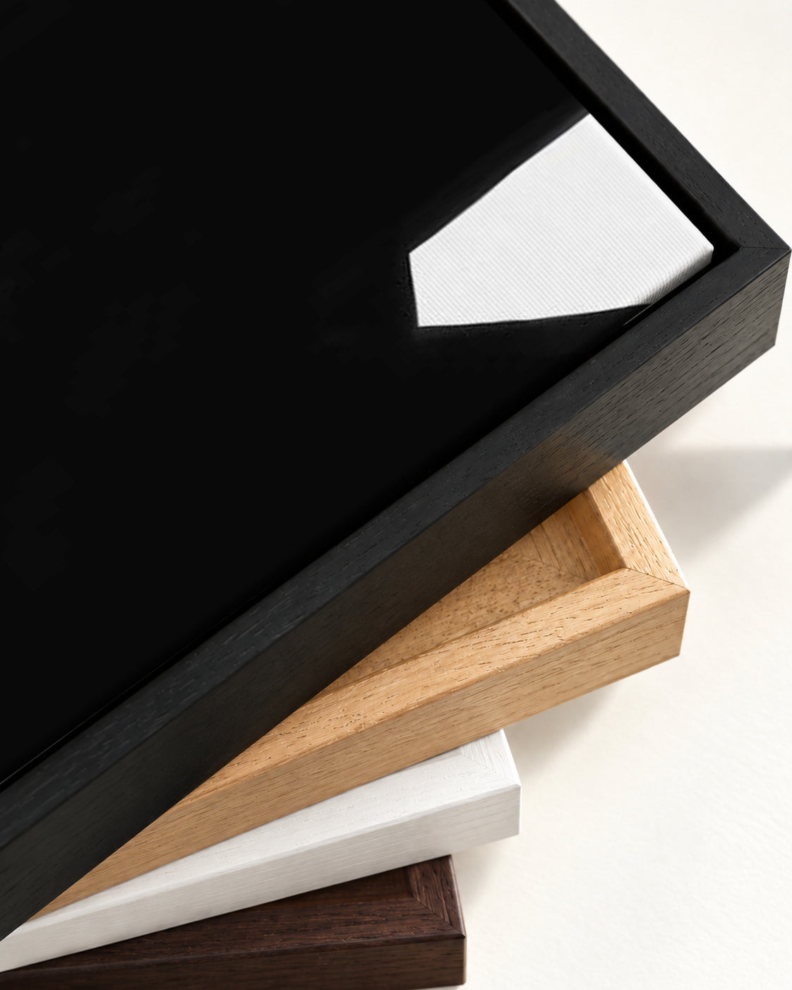 Black & White Abstract Canvas Art — framed canvas corner and wrapped canvas detail