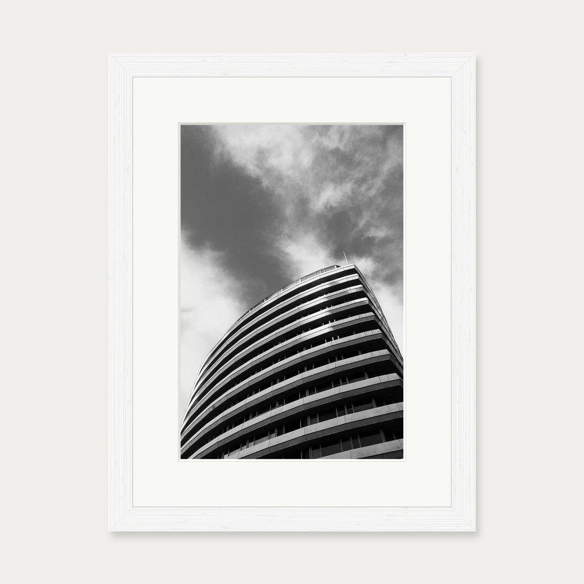 Black & White Architecture Art Print — 30 x 40 cm — White Frame