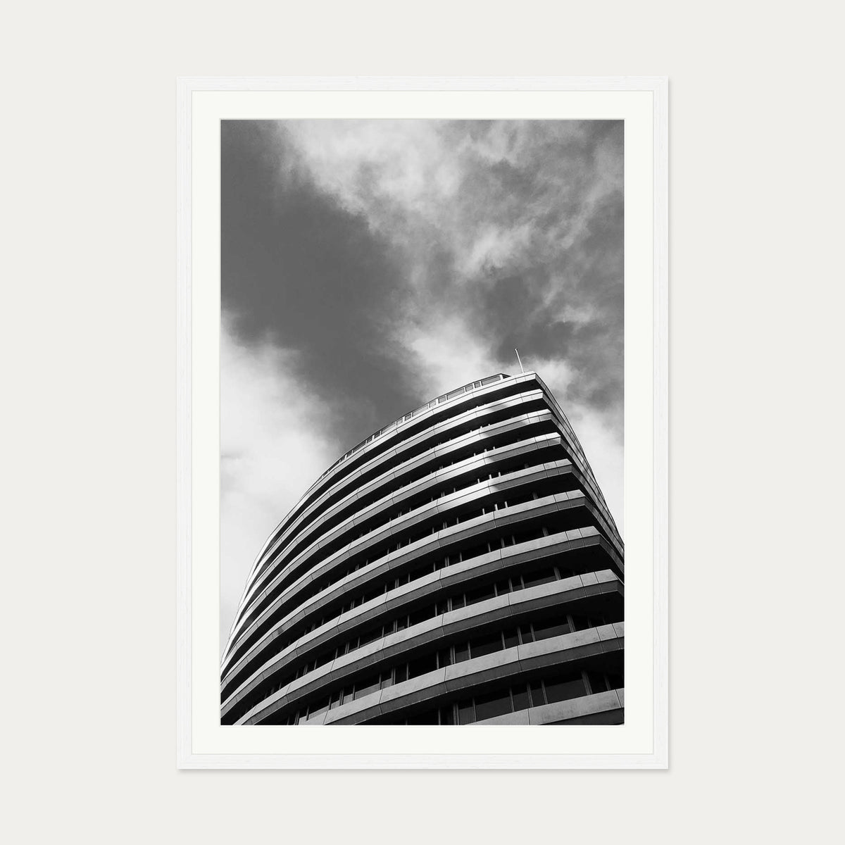 Black & White Architecture Art Print — 70 x 100 cm — White Frame