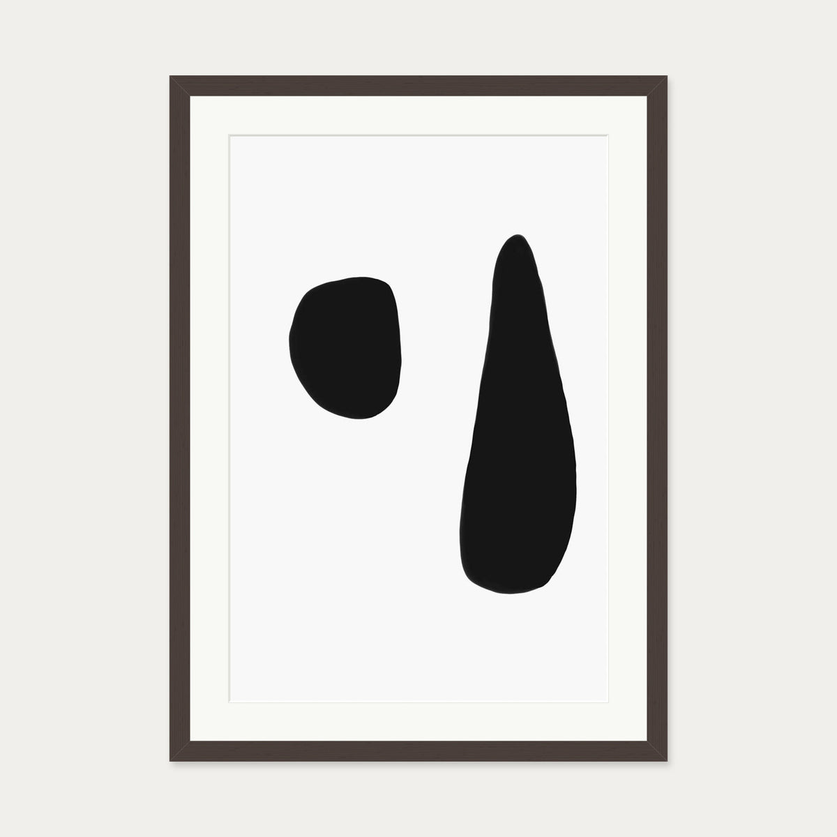 Black & White Composition Art Print — 50 x 70 cm — Brown Frame