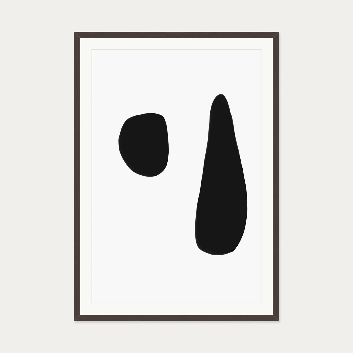 Black & White Composition Art Print — 70 x 100 cm — Brown Frame