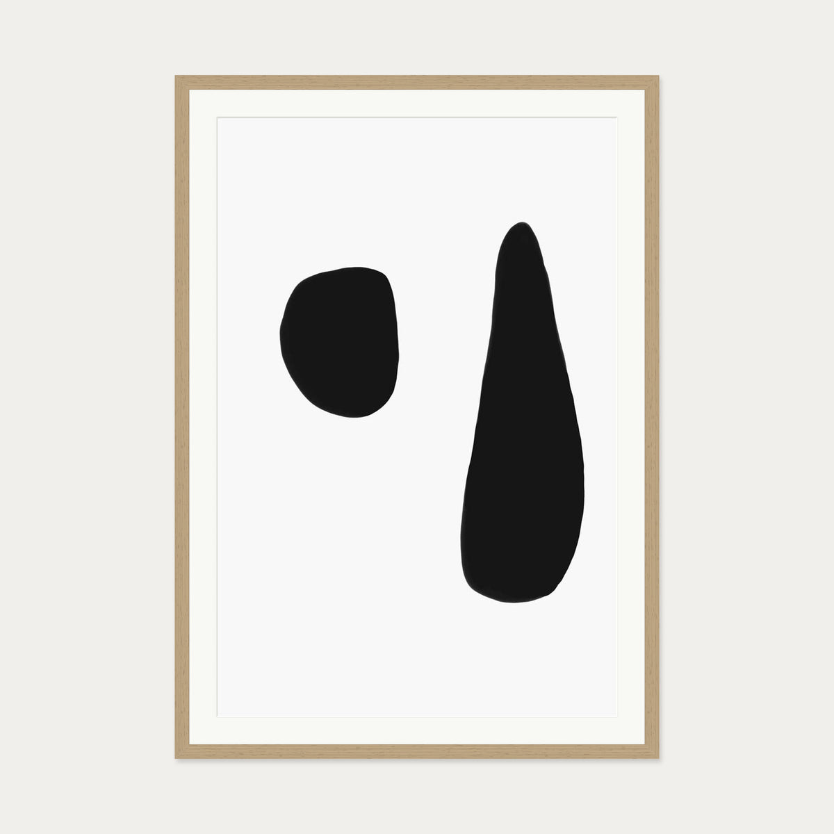 Black & White Composition Art Print — 70 x 100 cm — Oak Frame