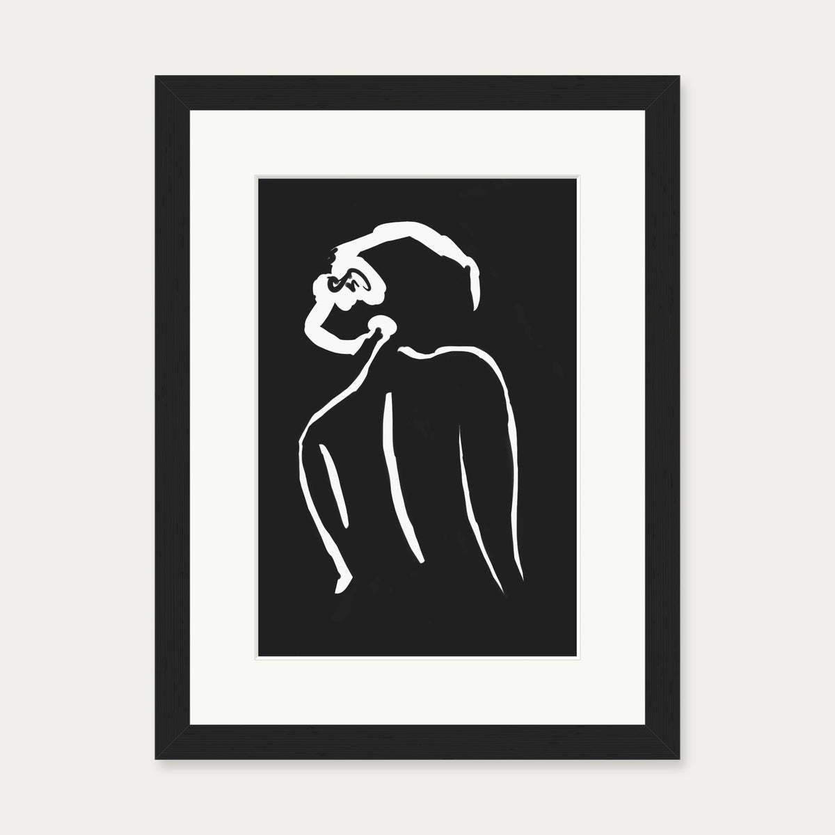 Black & White Nude Drawing Art Print — 30 x 40 cm — Black Frame