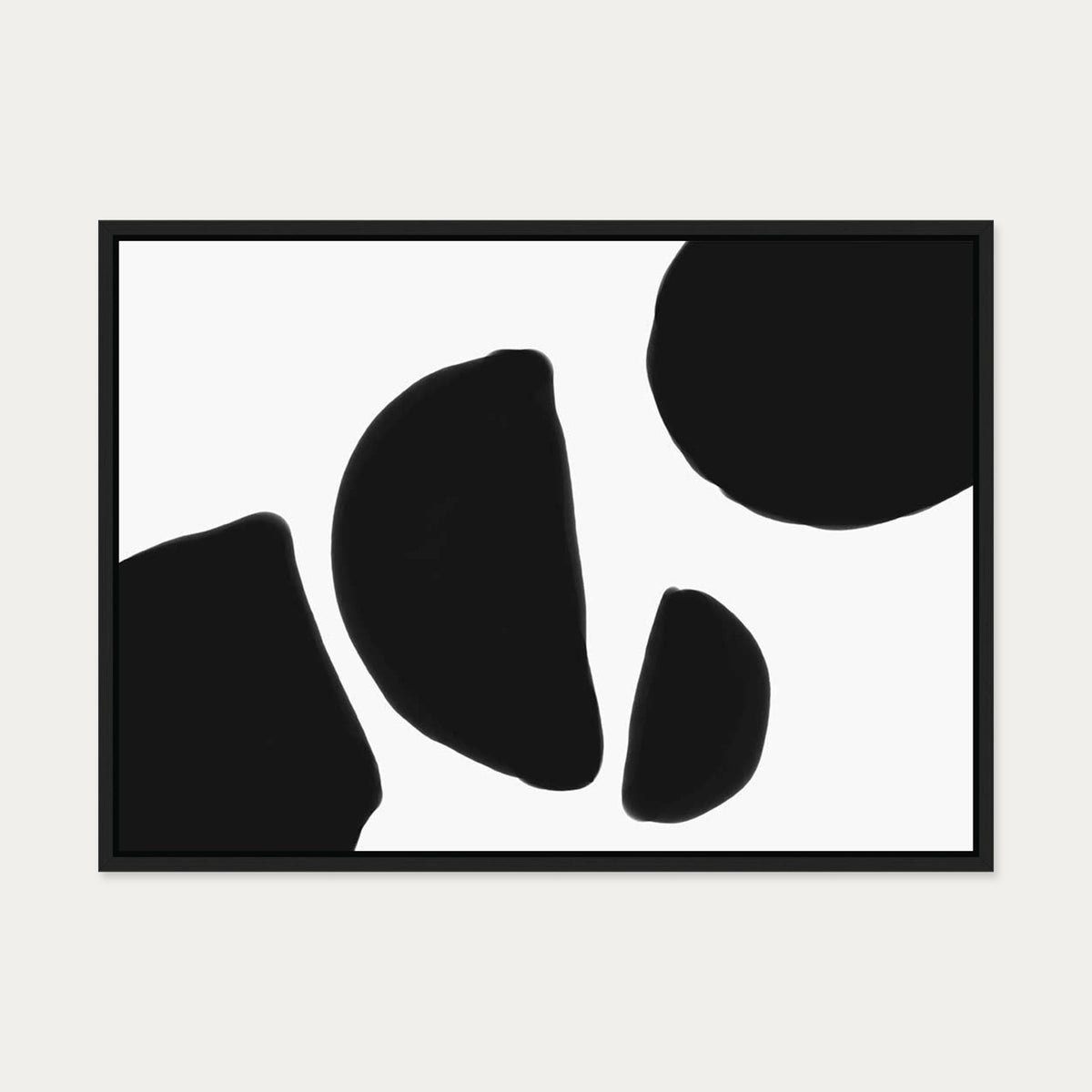 Black & White Shapes Canvas Art — 50 x 70 cm — Black Frame