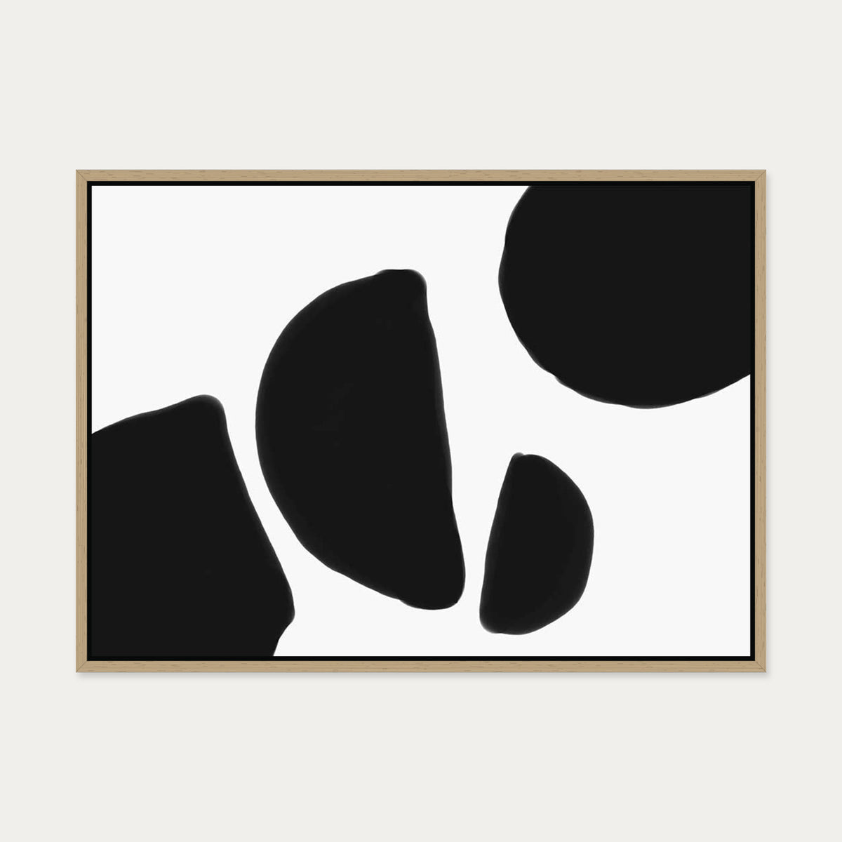 Black & White Shapes Canvas Art — 50 x 70 cm — Oak Frame