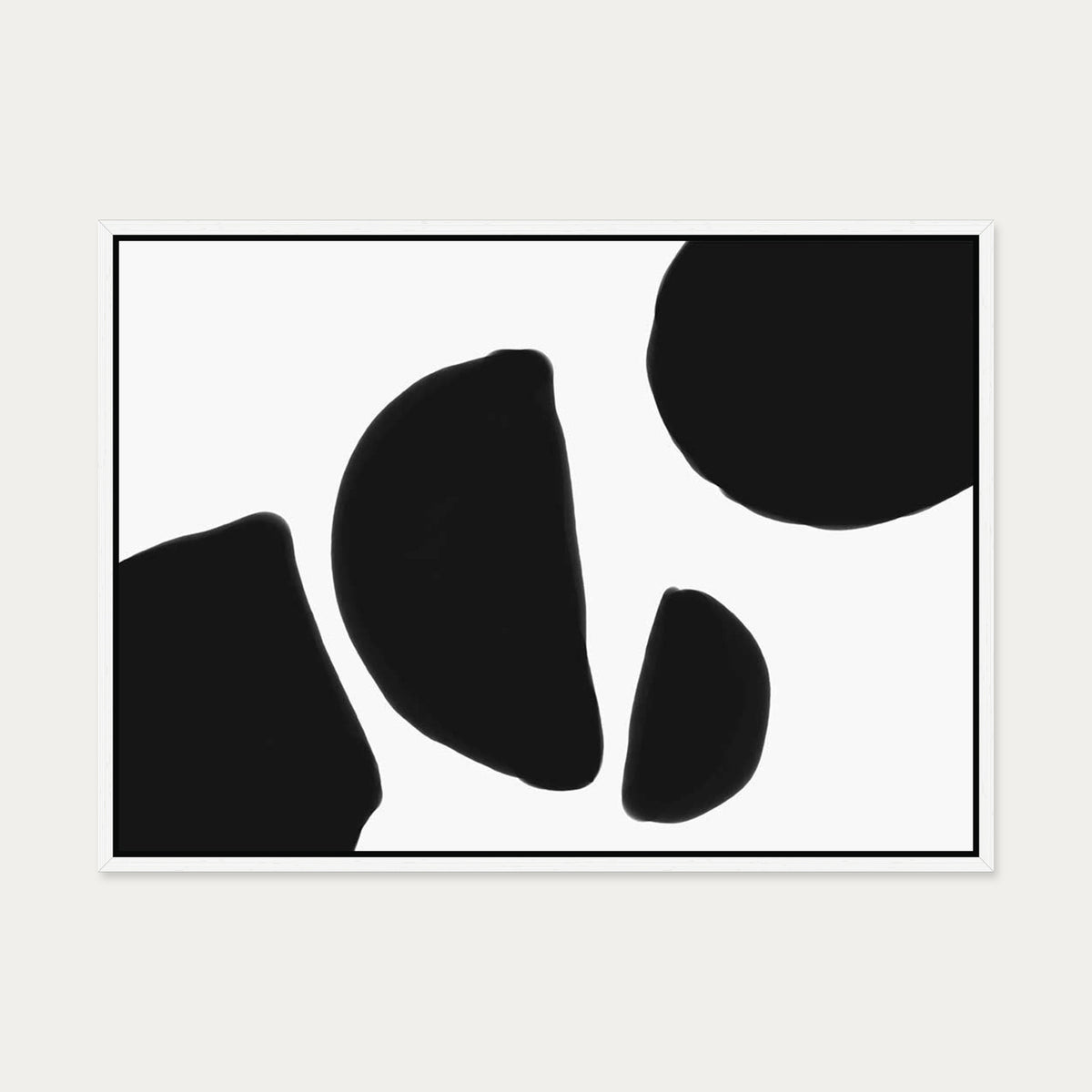 Black & White Shapes Canvas Art — 50 x 70 cm — White Frame