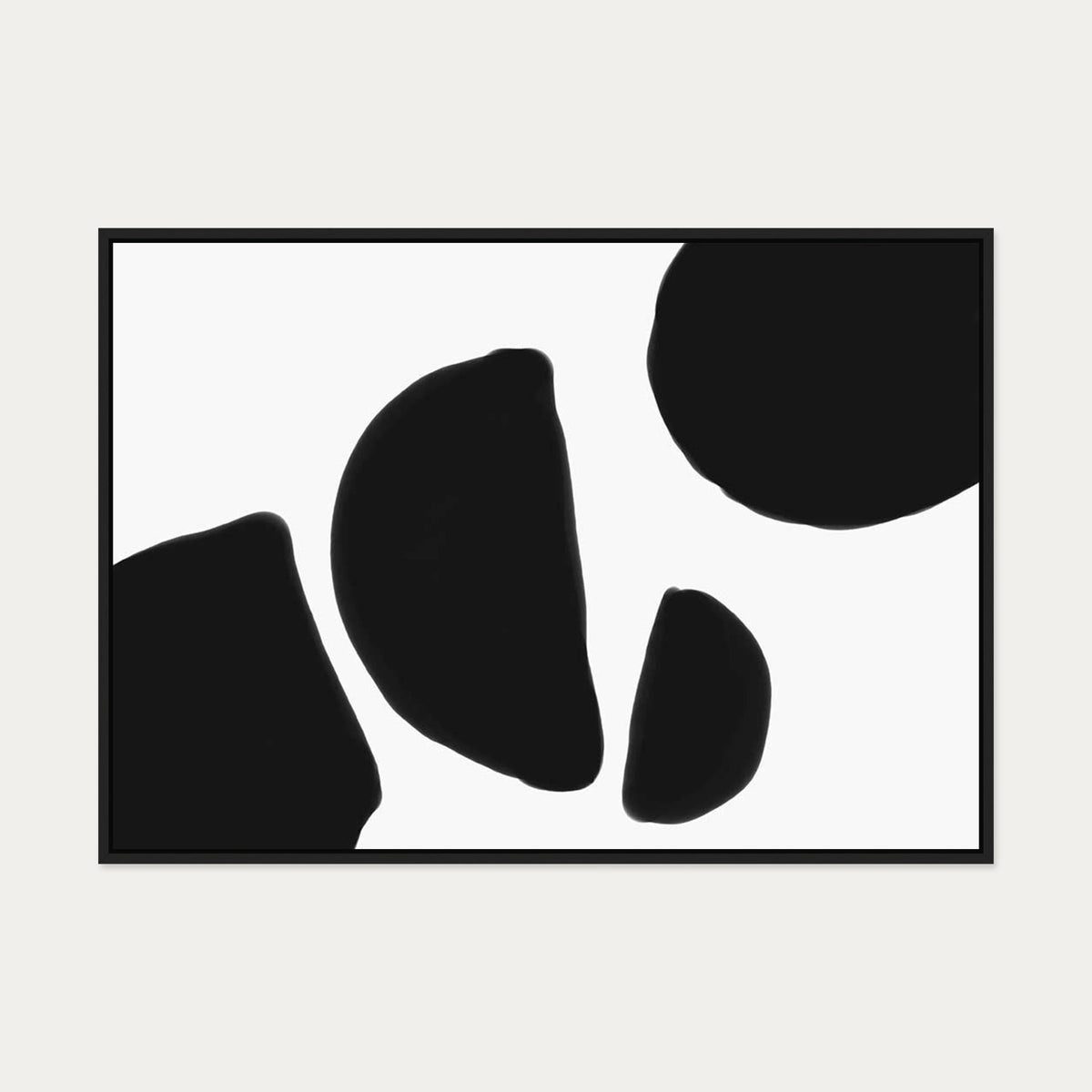 Black & White Shapes Canvas Art — 70 x 100 cm — Black Frame